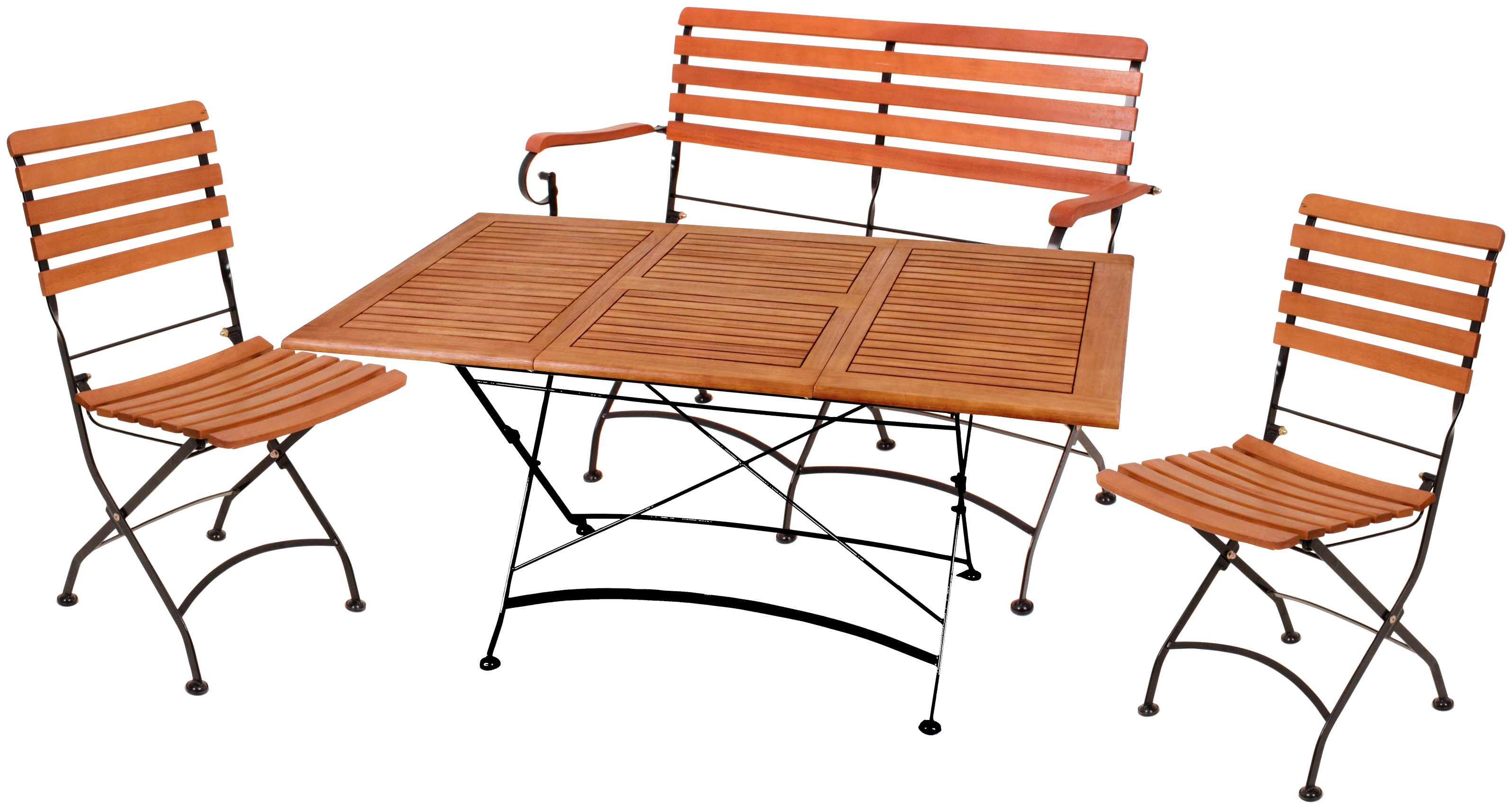 Garten-Essgruppe GARDEN PLEASURE "WIEN", braun (braun, schwarz, braun, schwarz), B:290cm H:89cm T:150cm, FSC-zertifiziertes Massivholz, Stahl, Sitzmöbel-Sets, mit praktischer Klappfunktion Image