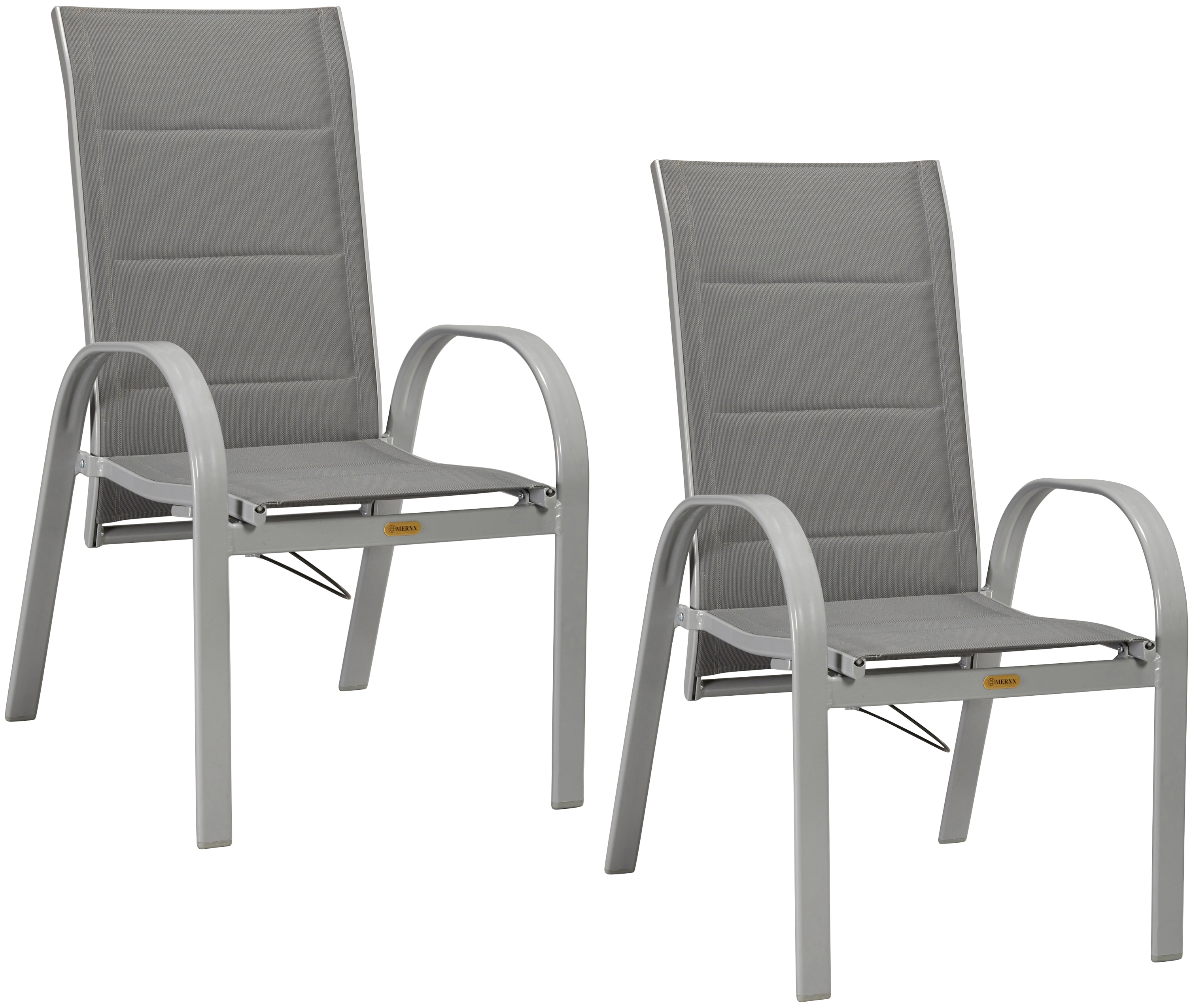 Gartensessel MERXX "Amalfi Deluxe Gasdruckfeder", grau, B:59cm H:107cm T:69cm, Obermaterial: 100% Polyester, Sessel, 2er Set, Alu/Textil, verstellbar