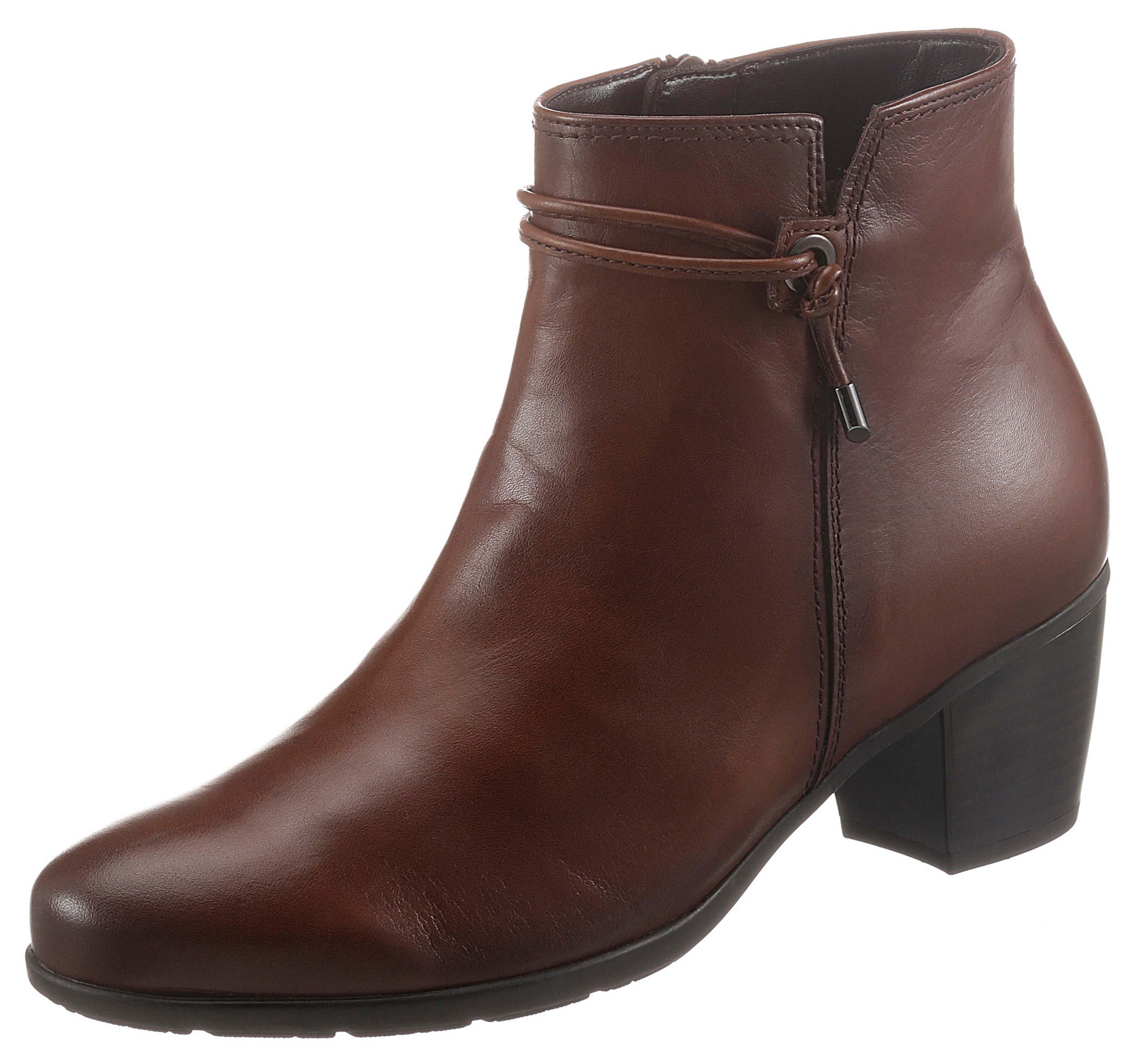Stiefelette GABOR, Damen, Gr. 41, braun (cognac), Kalbsleder, used, Schuhe, Trichterabsatz, Ankleboots mit Hovercraft Luftkammer-Laufsohle, Topseller