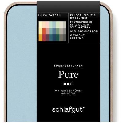 Spannbettlaken SCHLAFGUT "PURE Bio-Baumwolle mit Elasthan, dehnbar blickdicht, straff, Bettlaken", blau (blau light), B: