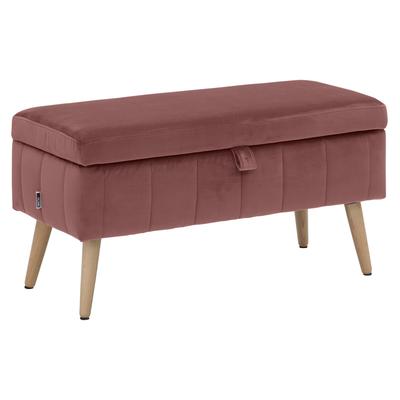Truhenbank INOSIGN "AMIRA Sitzbank mit Stauraum, Maße B/T/H: 81/36/43 cm", rosa (rosé), B:81cm H:43cm T:36cm, Struktur fein (100% Polyester), Samtvelours (100% Polyester), Luxus-Microfaser weich (100% Polyester), Sitzbänke, mit Staufach, in 3... Image