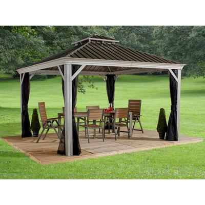 Pavillon SOJAG "Gazebo Messina", beige (champagne), B/H/T: 483cm x 307cm x 363cm, Pavillons, BxT: 363x483 cm, mit Moskit