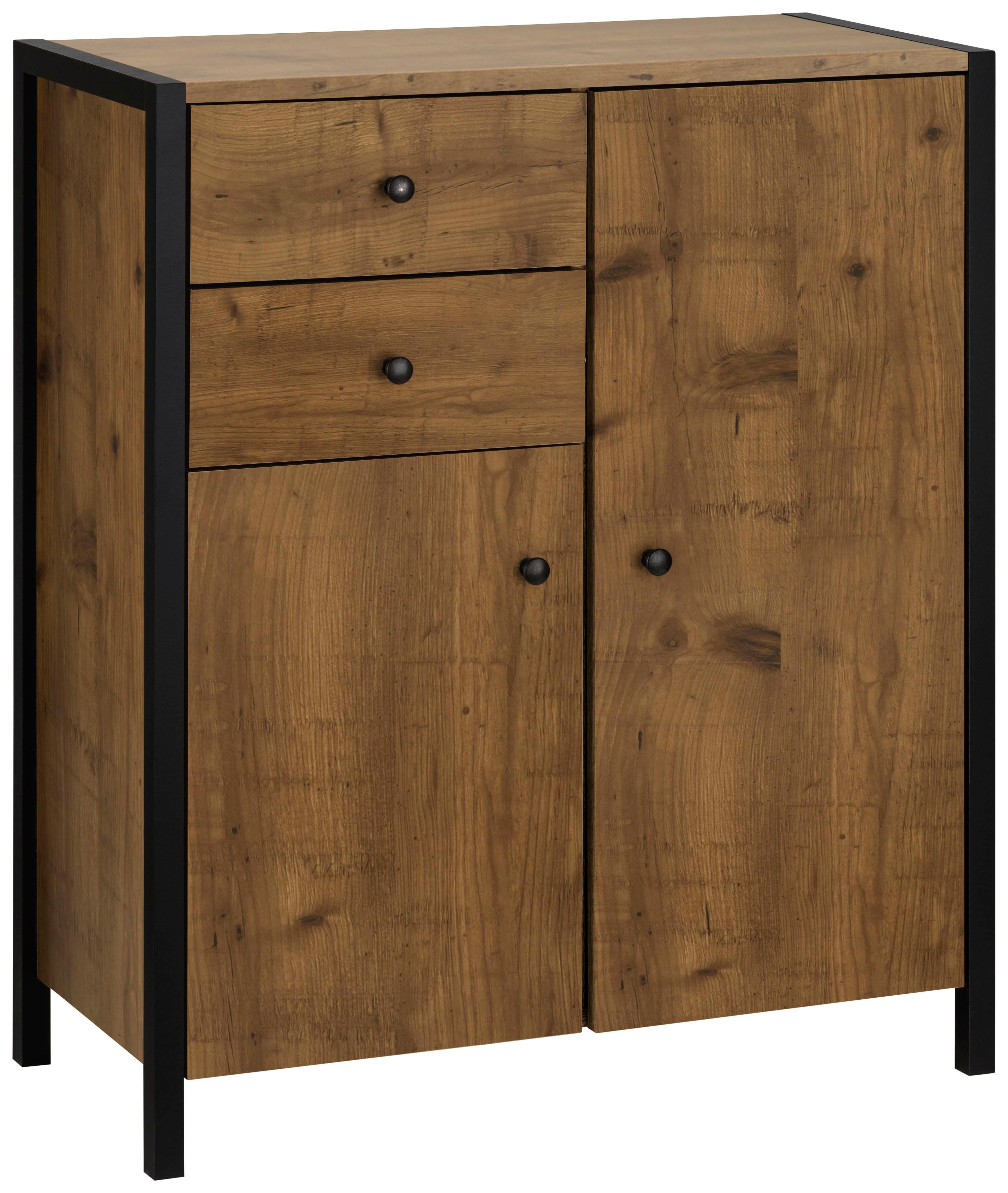 Midischrank HOME AFFAIRE "Chris", braun (pazifik eichefarben), B:75cm H:90cm T:35cm, Holzwerkstoff, Schränke, Midischrank