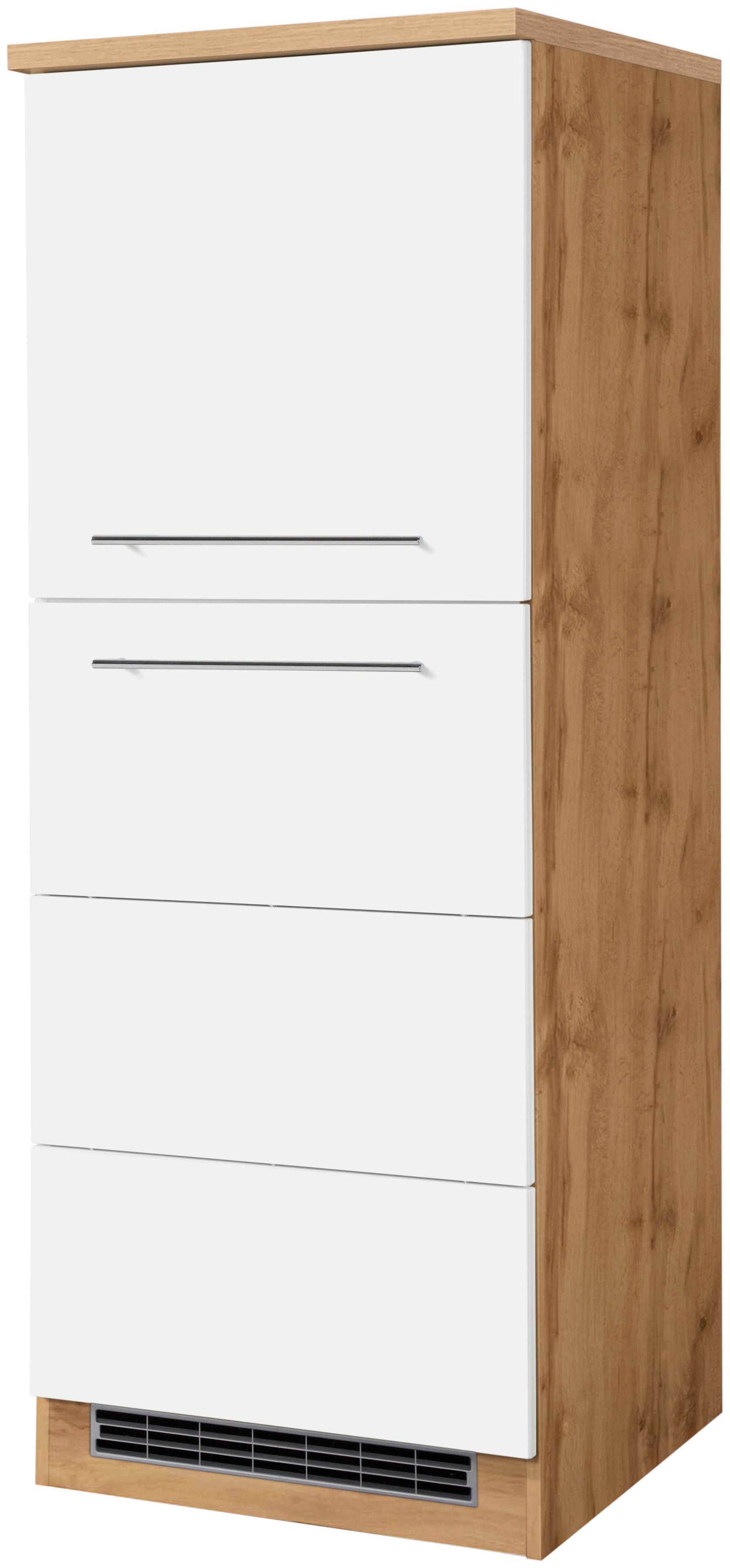 Kühlumbauschrank KOCHSTATION "KS-Wien", weiß (weiß, wotaneiche), B:60cm H:165cm T:60cm, Spanplatte, Schränke, 60 cm breit, für Einbaukühlschrank Image