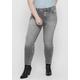 Skinny-fit-Jeans ONLY CARMAKOMA "CARWILLY REG SK ANK JNS" Gr. 44, Länge 32, grau (grey, used) Damen Jeans Röhrenjeans