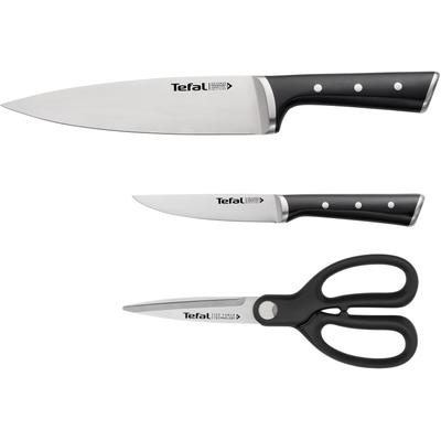 Messer-Set TEFAL "K232S355 Ice Force" Kochmesser-Sets grau (schwarz, edelstahlfarben) Küchenmesser-Sets