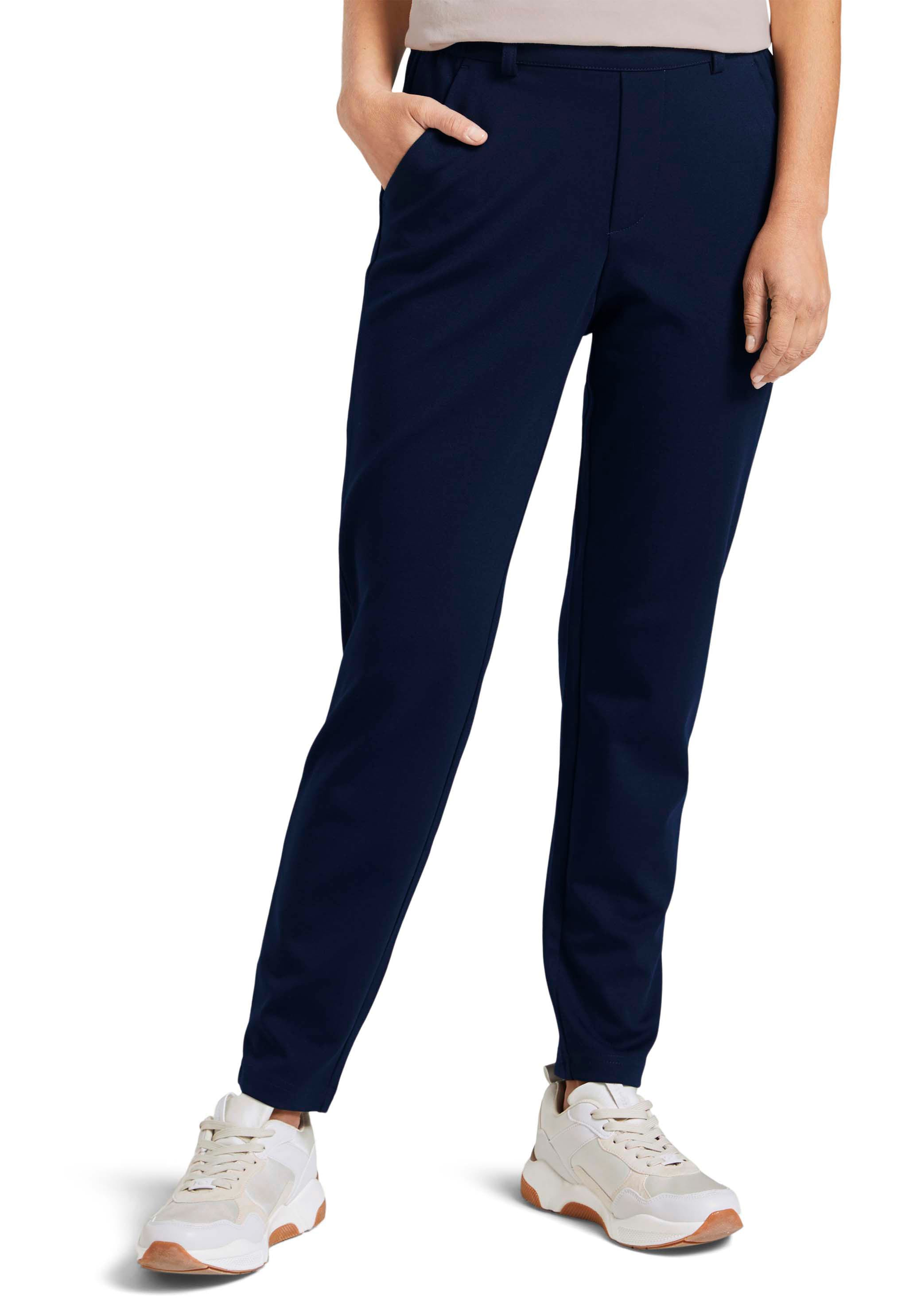 Schlupfhose TOM TAILOR DENIM, Damen, Gr. XS (34), N-Gr, blau (dunkelblau), Jersey, Obermaterial: 74% Polyester, 22% Viskose, 4% Elasthan, unifarben, bequem knöchellang, Hosen Schlupfhose, im Jogg-Pant Stil