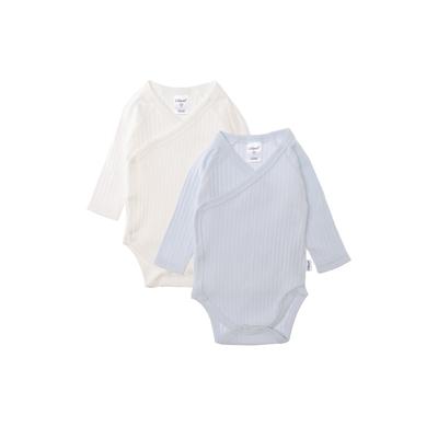 Wickelbody LILIPUT, Baby, Gr. 62/68, EURO-Größen, blau (weiß, hellblau), 95% Baumwolle, 5% Polyester, unifarben, casual, kurz, Langarm, Bodies, aus weichem geripptem Material Image