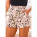 Webshorts S.OLIVER Gr. 38, N-Gr, beige (beige, schwarz, bedruckt) Damen Hosen Shorts Strandshorts