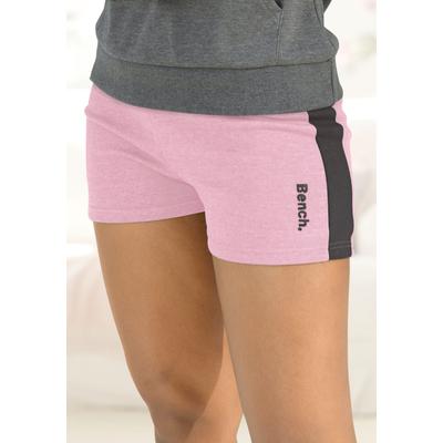 Relaxshorts BENCH. LOUNGEWEAR, Damen, Gr. 40/42, N-Gr, rosa (rosa, schwarz), Jersey, Interlock, Obermaterial: 60% Baumwolle, 40% Polyester, unifarben mit Farbeinsatz, sportlich, bequem kurz, Hosen, mit Seitenstreifen, Loungewear Image