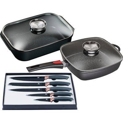 Pfannen-Set KING "Square", schwarz, Ø:28cm, Pfannen, Induktion, inkl. Messer-Set