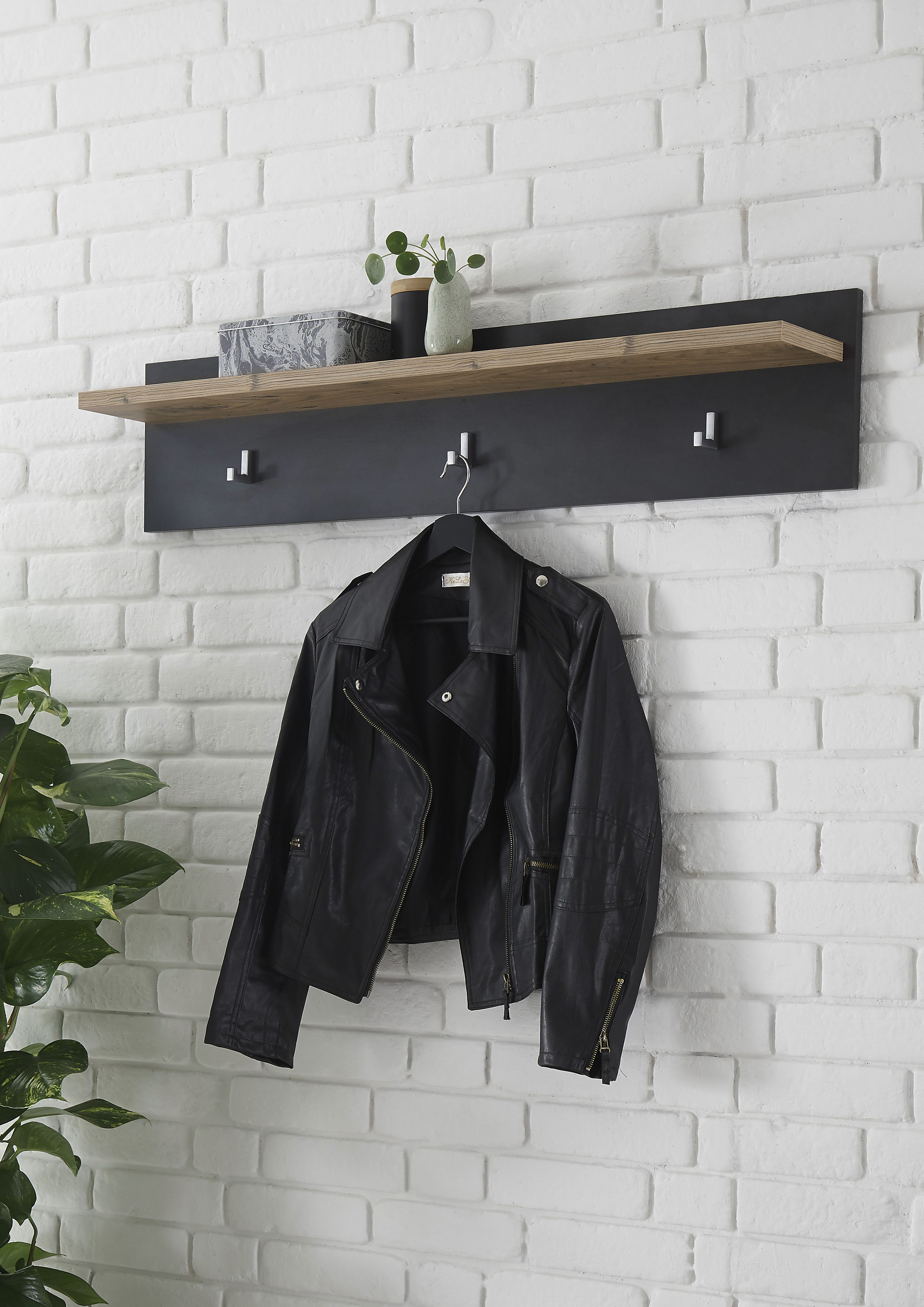 Garderobenpaneel HOME AFFAIRE "Bruegge", grau (fresko), B:107cm H:23cm T:18cm, FSC-zertifizierter Holzwerkstoff, Garderobenpaneele, Garderobenpaneel, Breite ca. 107 cm