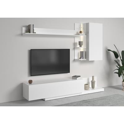 Wohnwand INOSIGN "BRISTOL", weiß (alpinweiß), Holzwerkstoff, Kastenmöbel-Sets, (4-teilig), inkl. Beleuchtung Image