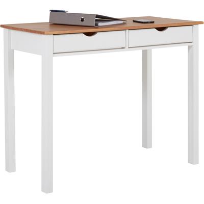 Schreibtisch INOSIGN "Gava", weiß (weiß, naturfarben, weiß, naturfarben), B:100cm H:80cm T:50cm, Tische, Büroschreibtisch Holz-Schreibtische Schreibtisch, Kiefernholz, Griffmulden, unterschiedliche Farbvarianten, Breite 100cm Image
