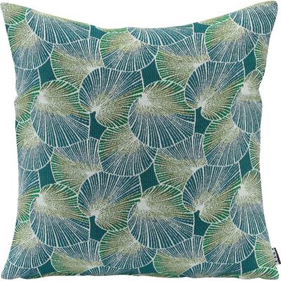 Dekokissen H.O.C.K. "Lotus", bunt (petrol, grün, geblümt), B:45cm H:10cm L:45cm, Polyester, Dekokissen_Sitzkissen_Kissenhüllen, mit Lotusblume, Kissenhülle mit Füllung, 1 Stück Image
