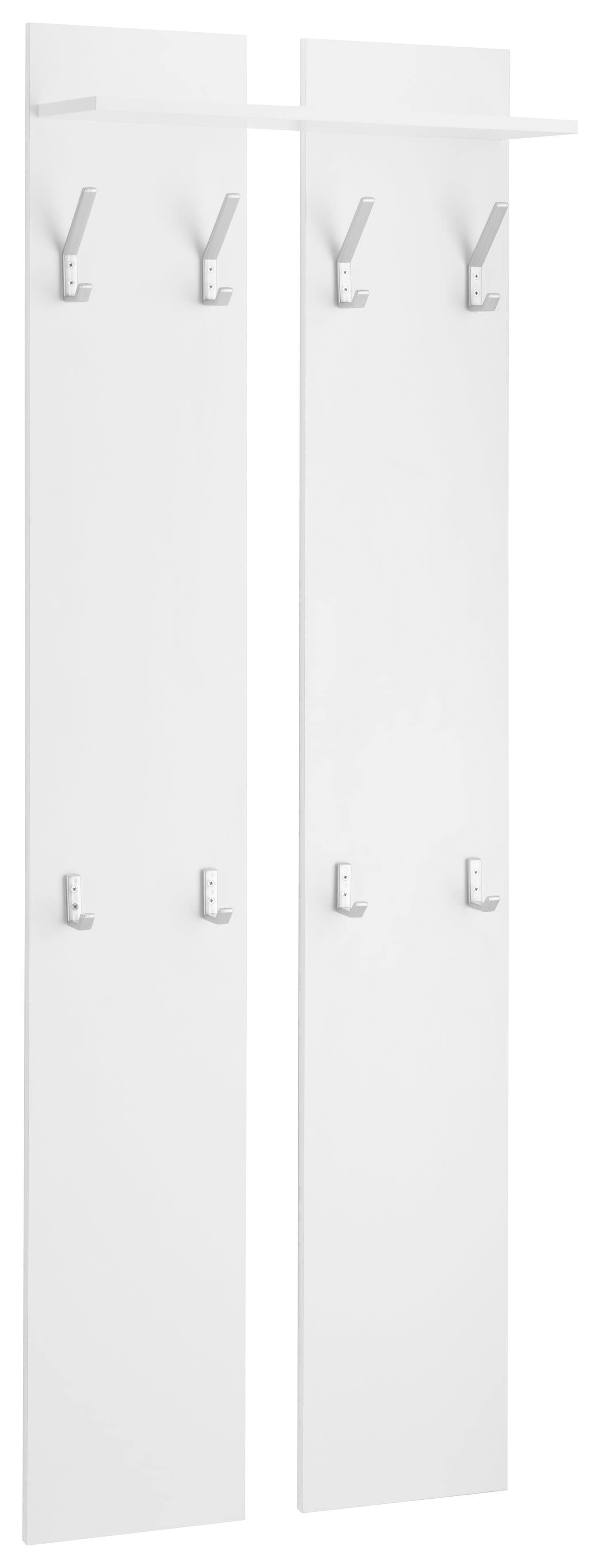 Garderobenpaneel BORCHARDT MÖBEL "Finn", weiß, B:55cm H:170cm T:21cm, Holzwerkstoff, Garderobenpaneele, Garderobenpaneel, mit 8 Haken