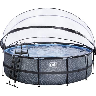 Framepool EXIT "inkl. multifunktionaler Poolabdeckung", grau, H:122cm Ø:488cm, Schwimmbecken, ØxH: 488x 122 cm, mit Sandfilteranlage und Sicherheitsleiter Image