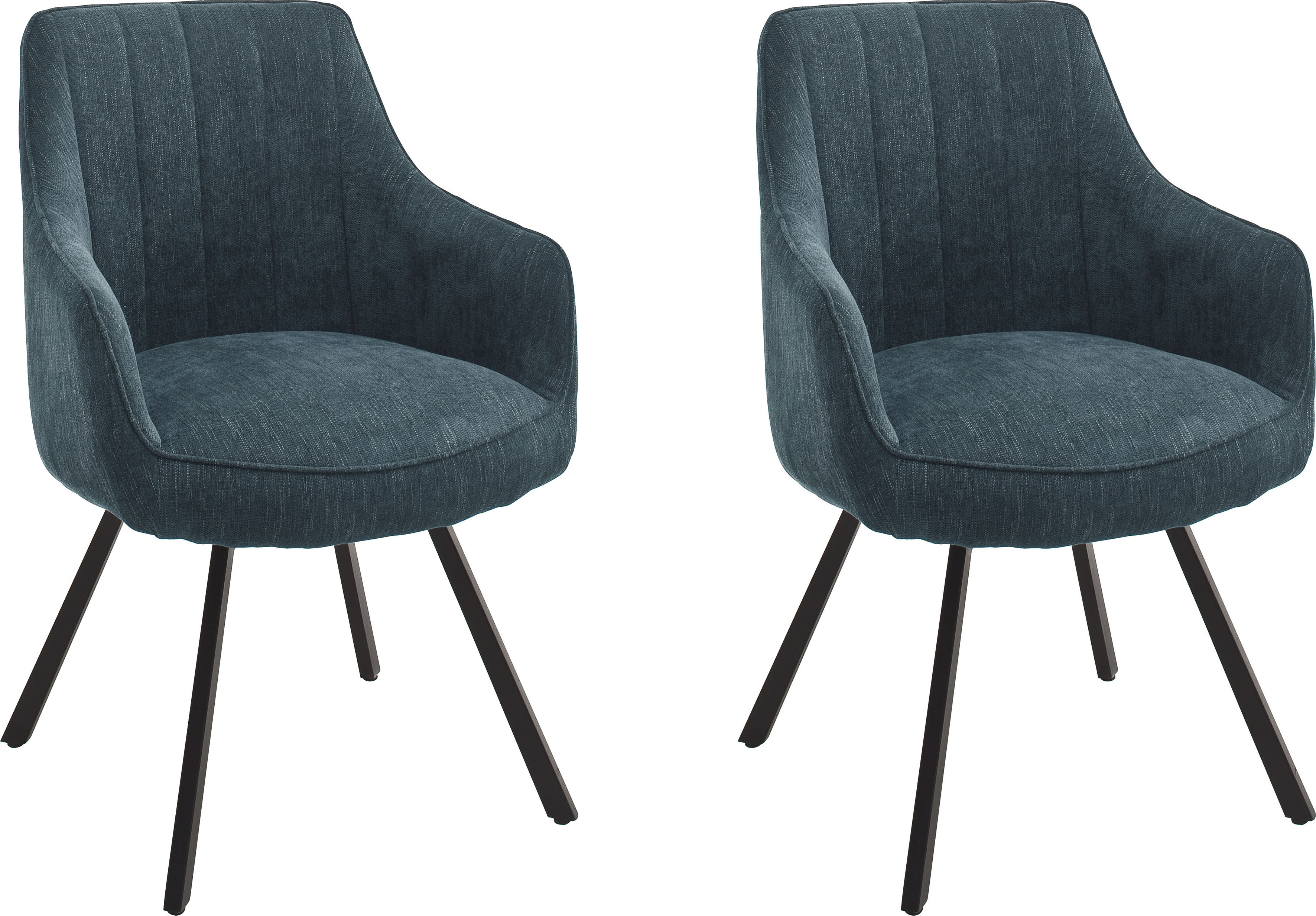 Esszimmerstuhl MCA FURNITURE "Sassello", blau (petrol, schwarz matt lackiert), B:60cm H:87cm T:61cm, Stühle, Stuhl 180drehbar mit Nivellierung, Stoffbezug, belastbar bis 120 kg Image