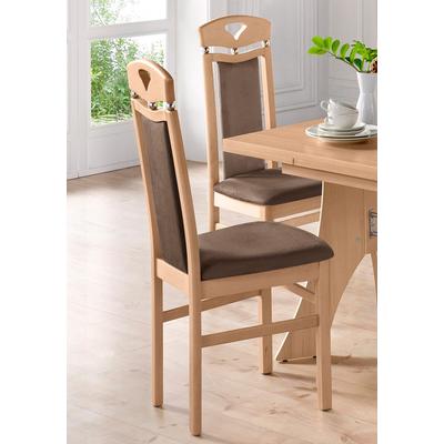 Esszimmerstuhl HOME AFFAIRE "Berta Küchenstuhl", braun, B:46cm H:103cm T:50,5cm, Holzwerkstoff, Stühle, Bezug in Microfaser, Gestell aus Buche Massivholz Image