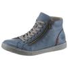 Schnürboots RIEKER, Damen, Gr. 38, blau (stahlblau), Lederimitat, unifarben, sportlich, Schuhe, Schnürstiefelette, Casual-Boots mit Reißverschluss außen
