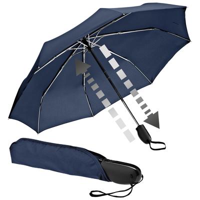 Taschenregenschirm EUROSCHIRM "Automatik 32S7, marineblau", blau (marineblau), Bezug: 100% Polyester, uni, Regenschirme, kompakte Größe, mit Automatik Image