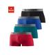 Boxershorts S.OLIVER Gr. L, 4 St., bunt (rot, petrol, blau, schwarz) Herren Unterhosen Wäsche