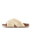Pantolette LASCANA "Hausschuh, Mule, Sandale, offener Schuh", Damen, Gr. 36, beige, Obermaterial: 100% Synthetik. Futter: 100% Lederimitat. Decksohle: 100% Rindsleder. Laufsohle: 100% Synthetik, Fellimitat, casual, Schuhe, mit Korkfußbett und...