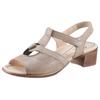 Sandalette ARA "LUGANO", Damen, Gr. 5,5 (38,5), beige (sand), Veloursleder, metallic, elegant, Schuhe, Sommerschuh, Sandale, Blockabsatz, mit Gummizug und Klettverschluss
