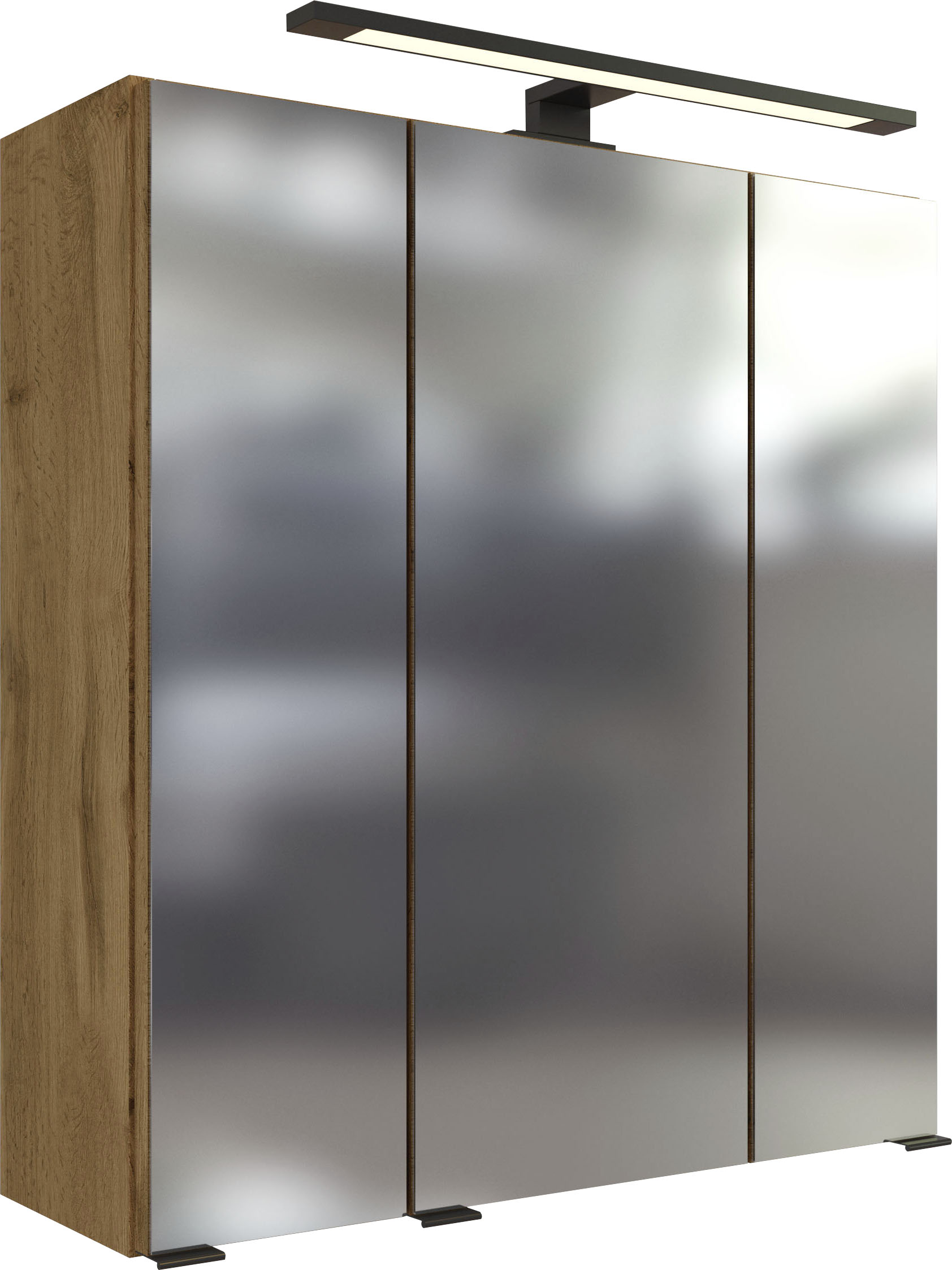 Spiegelschrank WELLTIME "Chicago", braun (wotaneiche), B:60cm H:64cm T:20cm, Spanplatte, Schränke, Spiegel, Breite 60 cm Image