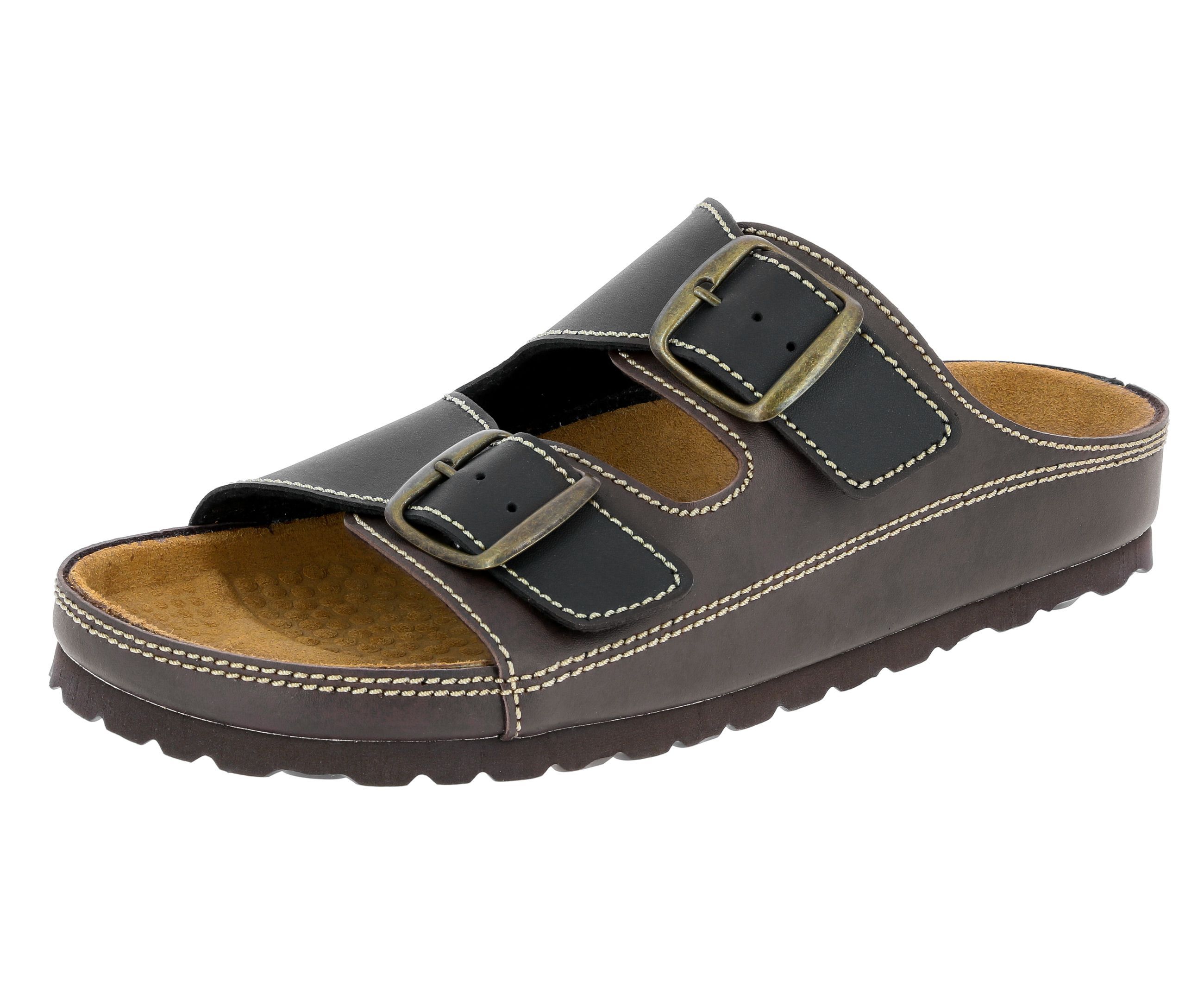 Pantolette LICO "Pantolette Natural Man", Herren, Gr. 45, braun, Synthetik, Schuhe Pantolette