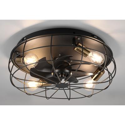 TRIO LEUCHTEN Deckenleuchte "Trondheim Deckenventilator", schwarz, Ø 48,5cm H: 17,5cm, Lampen, Deckenlampe Ventilator ge