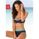 Bandeau-Bikini-Top LASCANA "Monroe" Gr. 34, Cup D, bunt (marine, türkis) Damen Bikini-Oberteile Ocean Blue