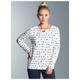 Schlafanzug TRIGEMA "TRIGEMA Langarmshirt mit Katzenmotiv" Gr. S, weiß Damen Homewear-Sets Pyjamas