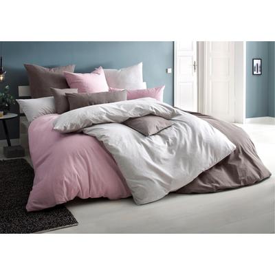 Bettwäsche HOME AFFAIRE "Melli in Gr. 135x200, 155x220 oder 200x200 cm", rosa (altrosa, meliert), B/L: 135cm x 200cm, , Linon, B/L: 80cm x 40cm, Linon, Obermaterial: 100% Baumwolle, Bettwäsche, Bettwäsche aus Baumwolle, Leinen-Look in Melange-Optik Image