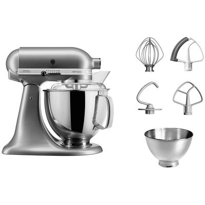 KITCHENAID Küchenmaschine "5KSM175PSECU CONTOUR SILVER", silber (silberfarben), B:24cm H:36cm T:37cm, Küchenmaschinen, mit Zubehör im Wert von ca. 112,-€ UVP