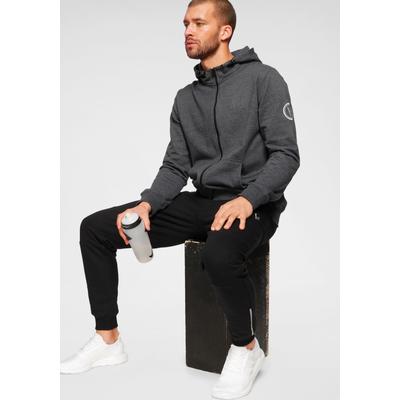 Sportanzug BRUNO BANANI "Regular Fit", Herren, Gr. M (48/50), grau (anthrazit), Obermaterial: 60% Baumwolle, 40% Polyester. Kapuzenfutter: 60% Baumwolle, 40% Polyester, sportlich, comfort fit, Sportanzüge