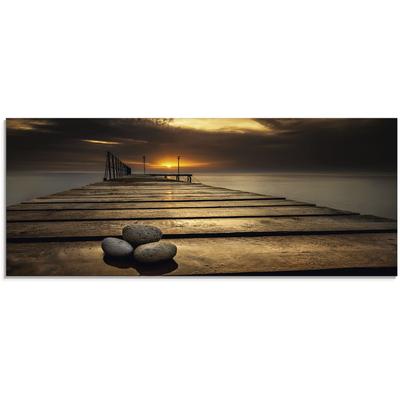 Glasbild ARTLAND "Sonnenaufgang am Schwarzen Meer" Bilder Gr. B/H: 125 cm x 50 cm, Sonnenaufgang & -untergang, 1 St., braun Glasbilder