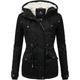 Winterjacke MARIKOO "Manolya" Gr. S (36), schwarz Damen Jacken Lange stylischer Kurzmantel mit weichem Teddyfell-Futter