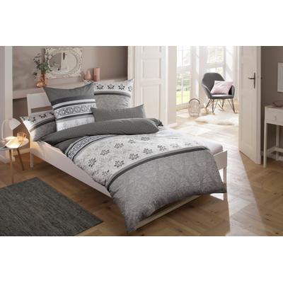 Bettwäsche HOME AFFAIRE "Cremona", grau (anthrazit, grau), B/L: 200cm x 200cm, 2 St., Linon, B/L: 80cm x 80cm & 80cm x 80cm, Linon, Obermaterial: 100% Baumwolle, Bettwäsche, romantische Bettwäsche in verschiedenen Qualitäten, ab Gr. 135x200 cm Image