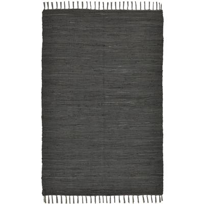 Teppich THEKO "Happy Cotton" Gr. 5, grau (anthrazit), B:120cm H:5mm L:180cm, Baumwolle, Teppiche, Fransenteppich, Handweb Teppich, Flachgewebe, reine Baumwolle, handgewebt, mit Fransen Image