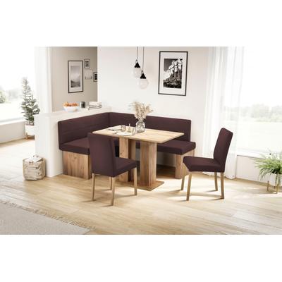 Eckbank MASSIVLINE & MORE "Anna 2", braun (braun, holzwerkstoff golden oak), B:130cm H:83cm T:169cm, Spanplatte, Kunstleder, Holzwerkstoff, Sitzbänke, Breite 169 cm Image