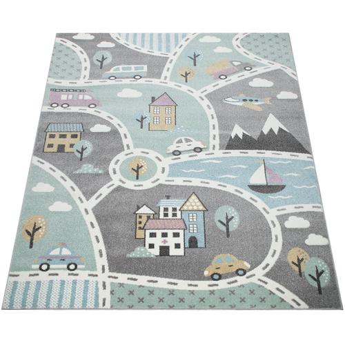 Kinderteppich PACO HOME ""Capri 318"" Teppiche Gr. B: 120cm, 9mm, L: 170cm, grün Kinder Straßen-Spiel-Teppich, Kinderzimmer