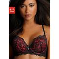 Push-up-BH JETTE Gr. 70, Cup C, schwarz (schwarz, rot) Damen BHs Spitzen-BH Spitzenwäsche BH Push-up-BH Spitzen-BHs