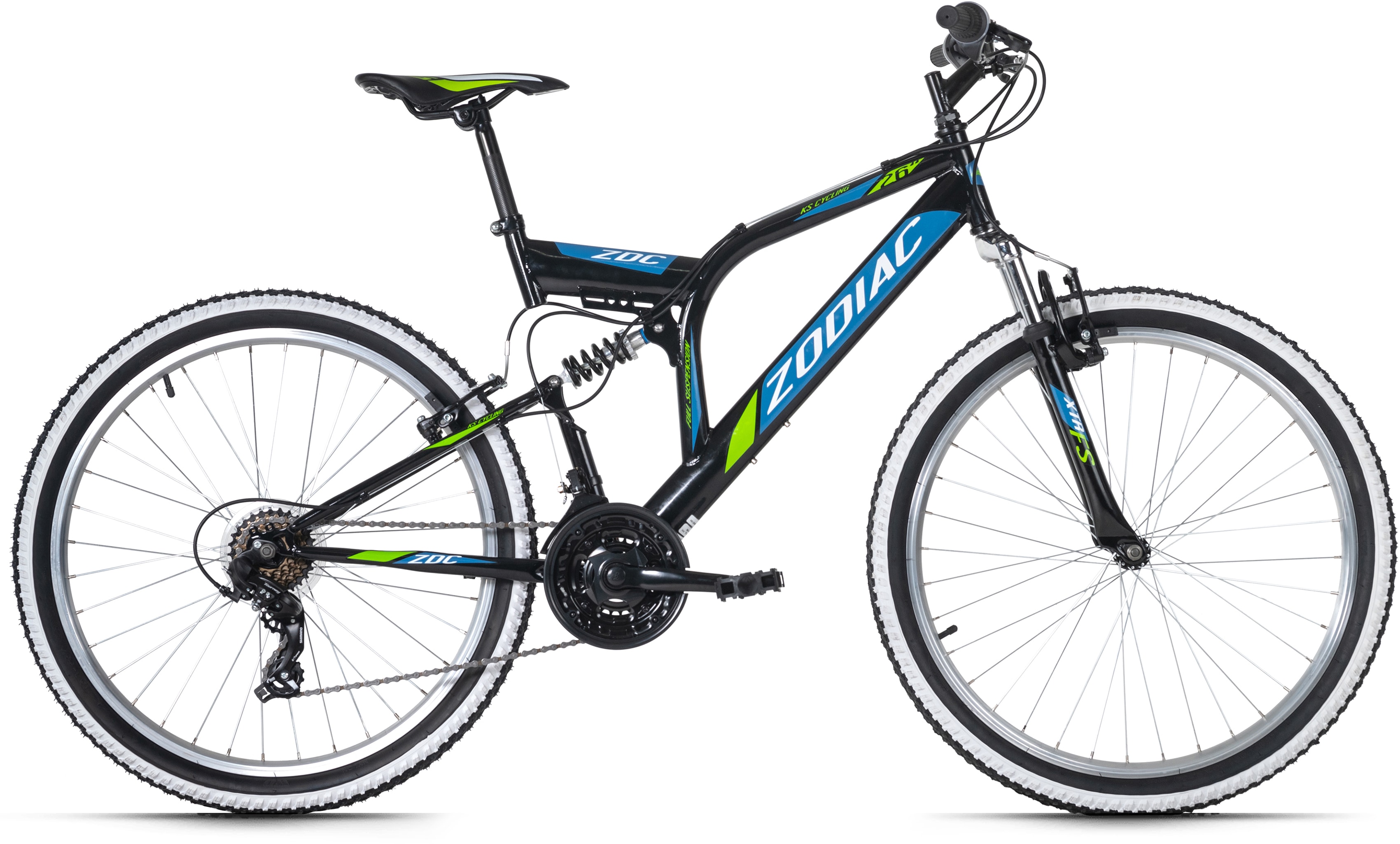 Mountainbike KS CYCLING "Zodiac" Gr. 48, schwarz (schwarz, schwarz), Fahrräder, 48cm, 26 Zoll (66,04cm), für Damen und Herren, Kettenschaltung Image