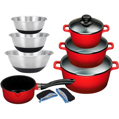 Topf-Set KING, silber (edelstahlfarben), Töpfe, Keramikantihaftbeschichtung,Rührschüsseln,Induktion