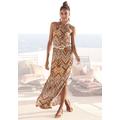 Maxikleid LASCANA, Damen, Gr. 42, N-Gr, braun (braun, bedruckt), Jersey, Obermaterial: 100% Viskose, bedruckt, ethno, modisch, figurumspielend, amerikanischer Ausschnitt, ohne Ärmel, Kleider, mit modischem Ausschnitt im Ethnoprint, Sommerkleid,...
