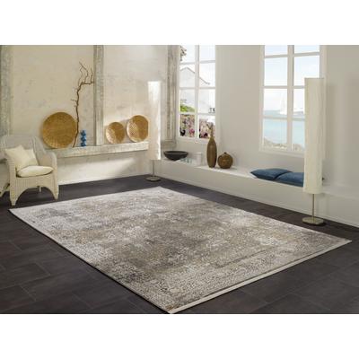 Teppich OCI DIE TEPPICHMARKE "BESTSELLER CAVA", gold (goldfarben), B:200cm H:8mm L:200cm, Kunstfaser, Viskose, Teppiche, Fransenteppich, Glanz Viskose, mit Fransen, Hoch Tief Struktur, Vintage, Wohnzimmer Image