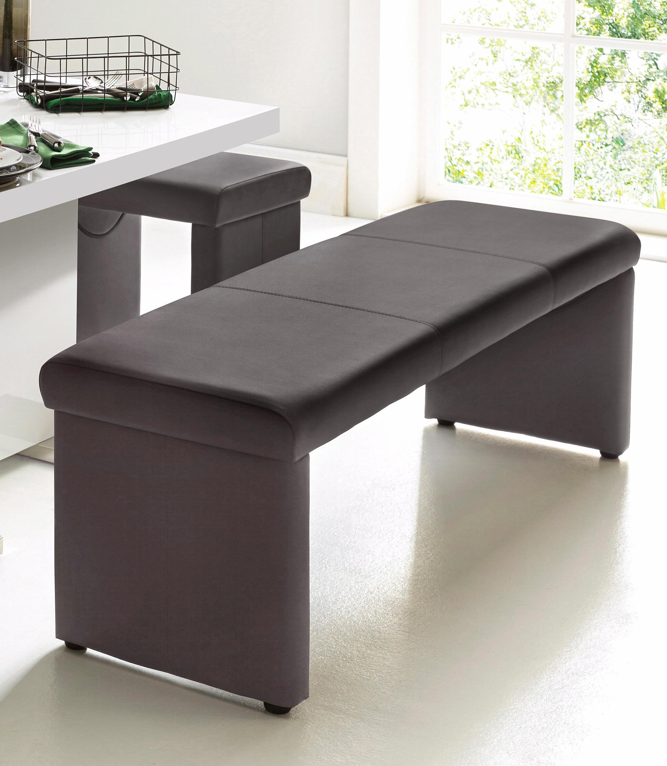 „Sitzbank HOMEXPERTS „“Charisse““ Sitzbänke Gr. B/H/T: 180 cm x 83 cm x 54 cm, Kunstleder, ohne Rückenlehne, braun (dunkelbraun) Essbank Polsterbank Sitzbank Essbänke Sitzbänke wahlweise mit Rückenlehne“