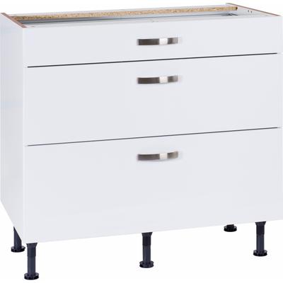 Unterschrank KOCHSTATION "KS-Cara", weiß (weiß, weiß), B:90cm H:87cm T:58,4cm, Schränke, Breite 90 cm, mit Vollauszügen und Soft-Close-Funktion Image