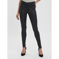 Stretch-Hose VERO MODA "VMSEVEN COATED" Gr. S, Länge 32, schwarz (black) Damen Hosen 5-Pocket-Hose Röhrenhosen